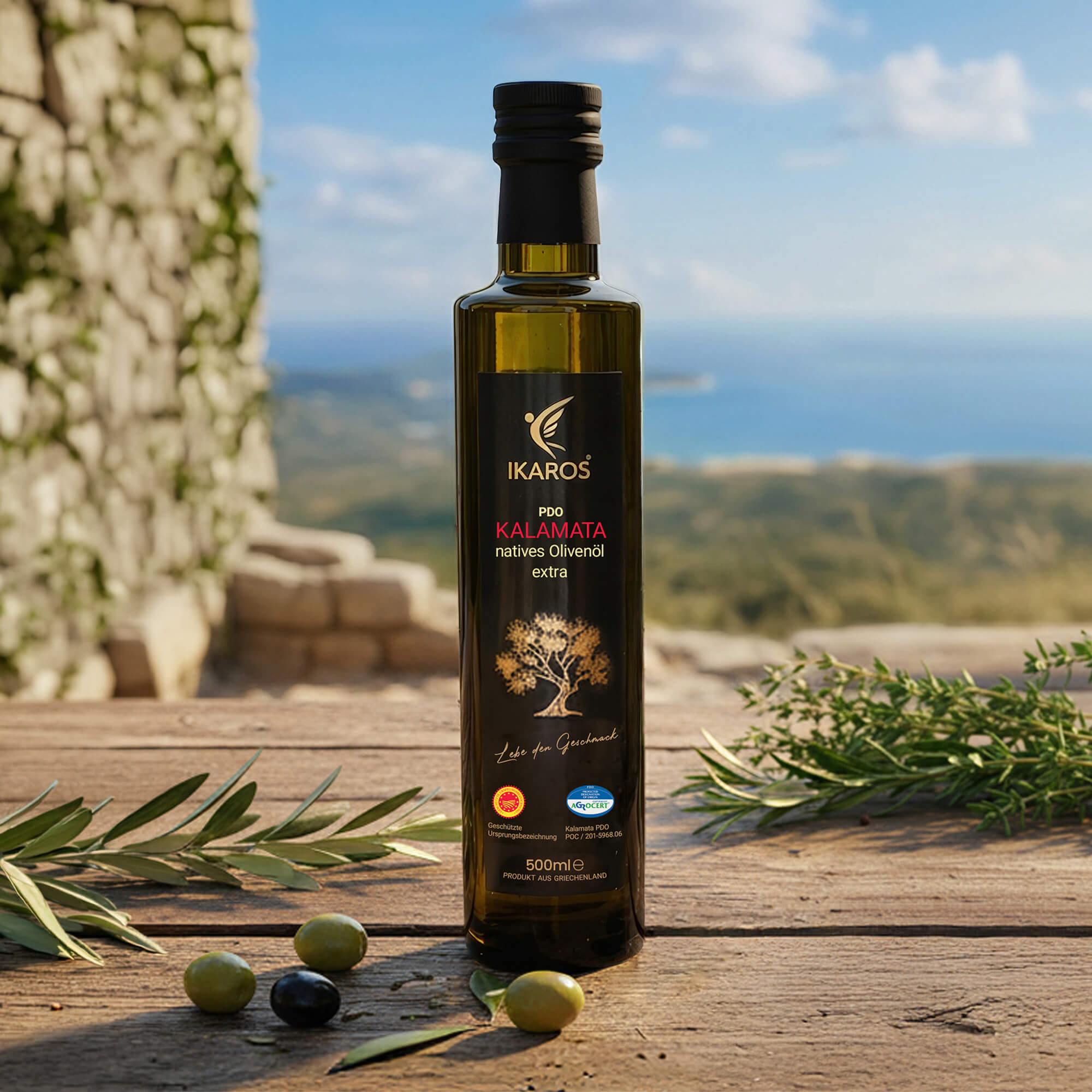 Natives Olivenöl extra, Kalamata, 0,5 l Glasflasche