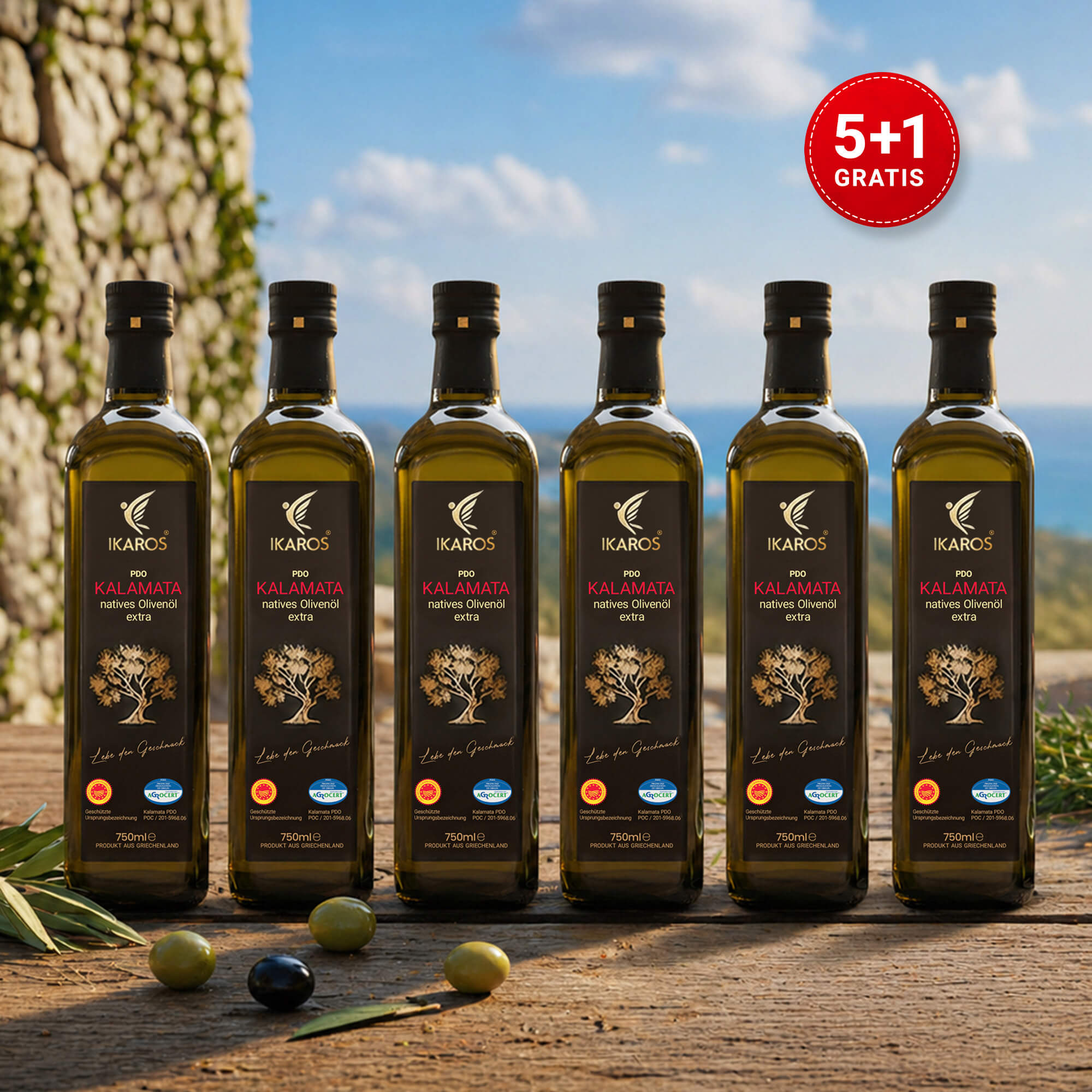 Extra Virgin Olive Oil, Kalamata, 0.75 L Glass Bottle