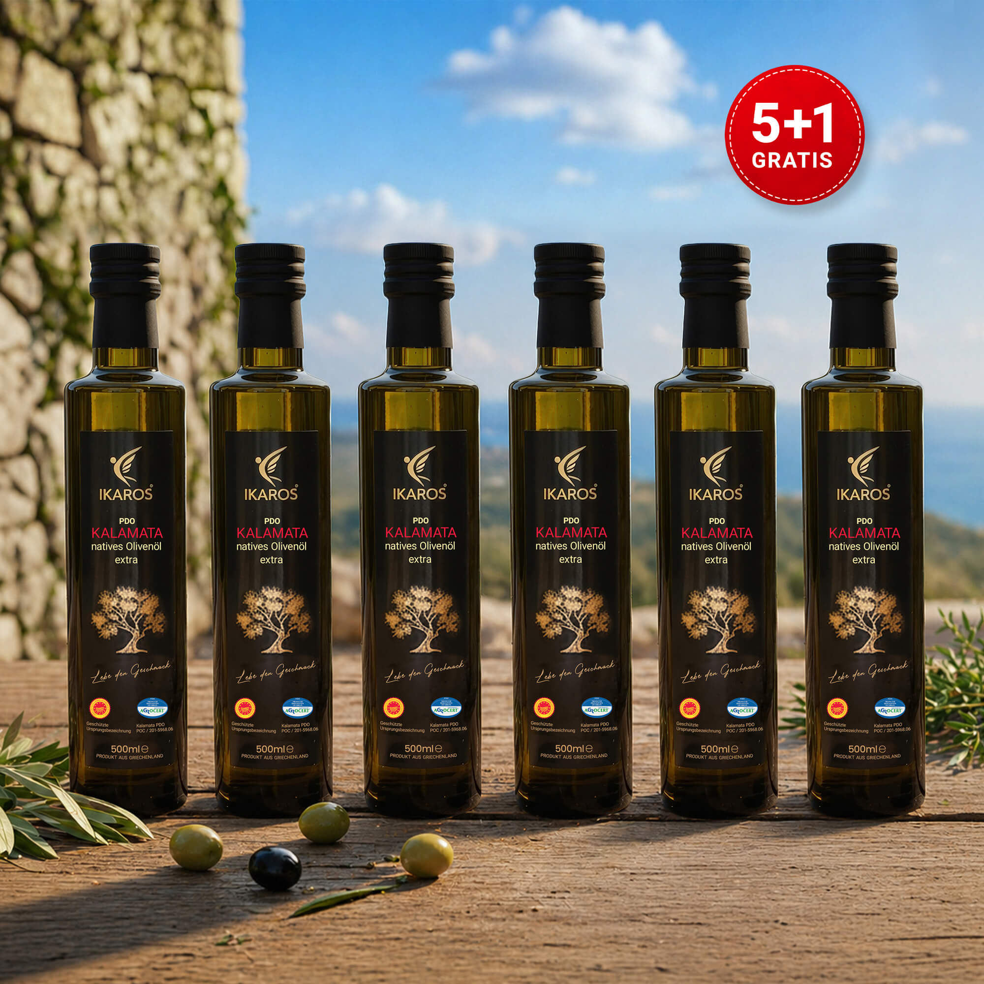 Extra Virgin Olive Oil, Kalamata, 0.5 l Glass Bottle